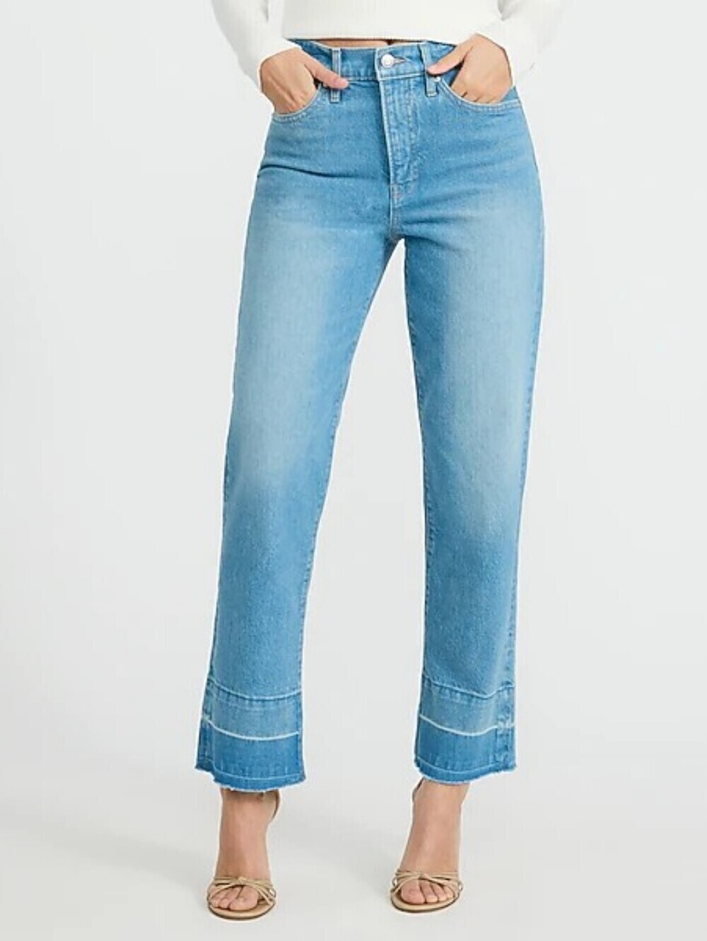 NWT Express High Waisted Released Hem Straight Ankle Jeans Size 6 Short